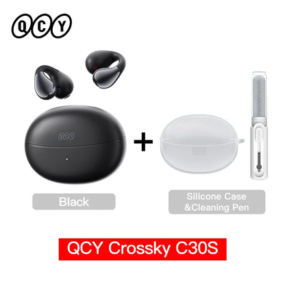 QCY Crossky C30S Wireless Earphones - Hi-Res LDAC Open Ear Clip-On Bluetooth 6.0 Sports Headphones with 40H Battery Life - ShopHub