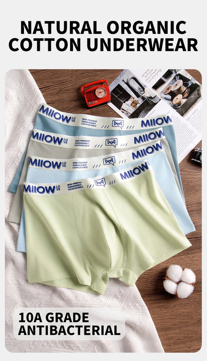 MiiOW Cotton Men's Underwear - 3Pcs Antibacterial Soft Silky Breathable Boxershorts - ShopHub