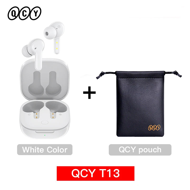 QCY T13 Wireless Earphones with 4 Mic ENC, HD Call, Stereo Sound, Touch Control, Long Standby 40Hrs - ShopHub