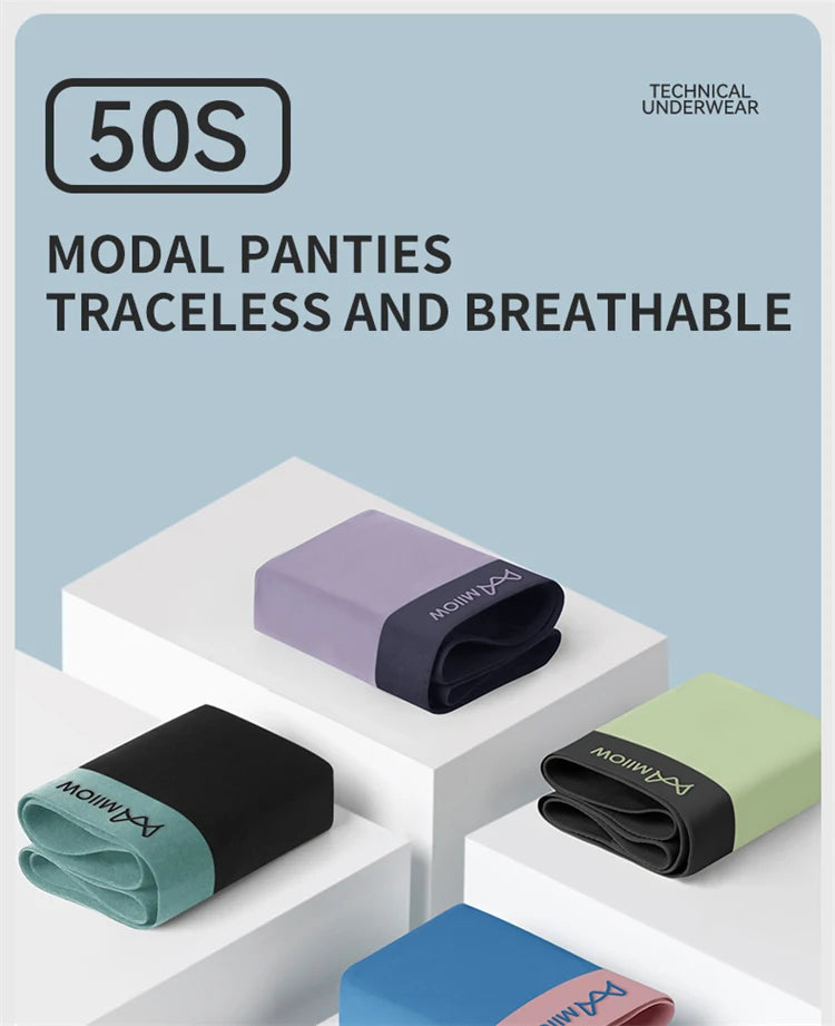 MiiOW Modal Men's Boxer Briefs 3pcs Silky 50S Antibacterial Underwear - ShopHub