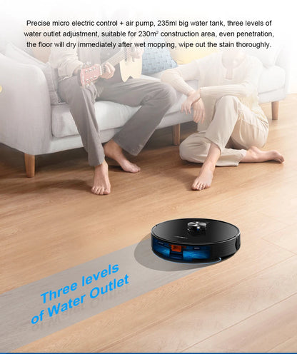 Liectroux Lilin X6 robot vacuum cleaner cleaning hardwood floor with dustbin and low-profile design in a modern living room