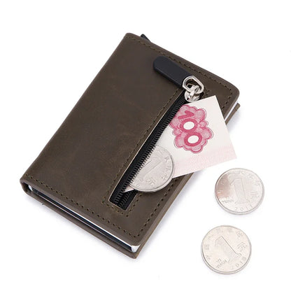 Anti Rfid Metal Business Card Holder Automatic Pop Up Case Men Trifold Coin Purse Small Carbon Visit Credit Cardholder for Men