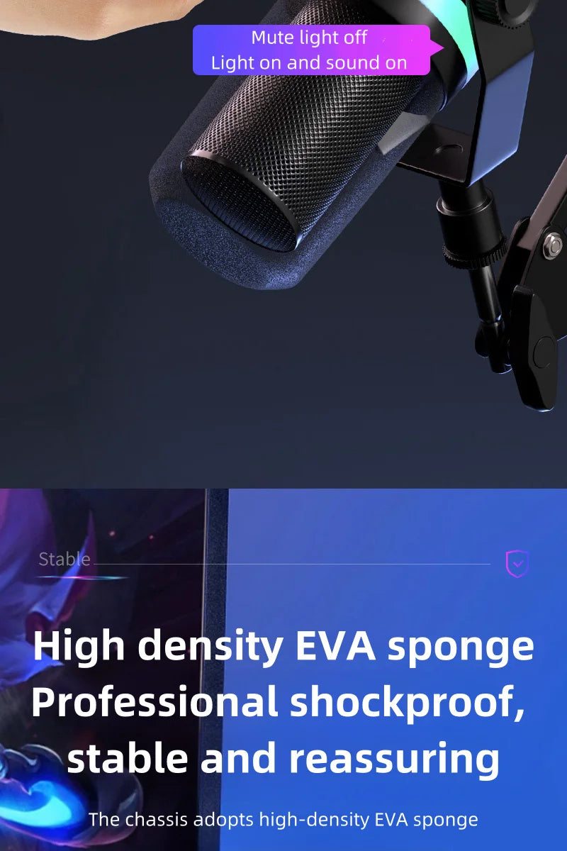 Bluedio S3000 Microphone - USB/XLR Dynamic Mic for Gaming, Streaming, and PS5/4 with Headphone Jack, RGB, and Mute Function - ShopHub