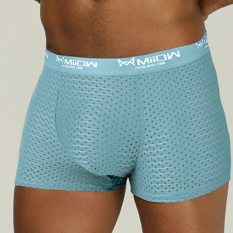 MiiOW Men's Breathable Boxers - Mesh Ice Silk Underwear - ShopHub