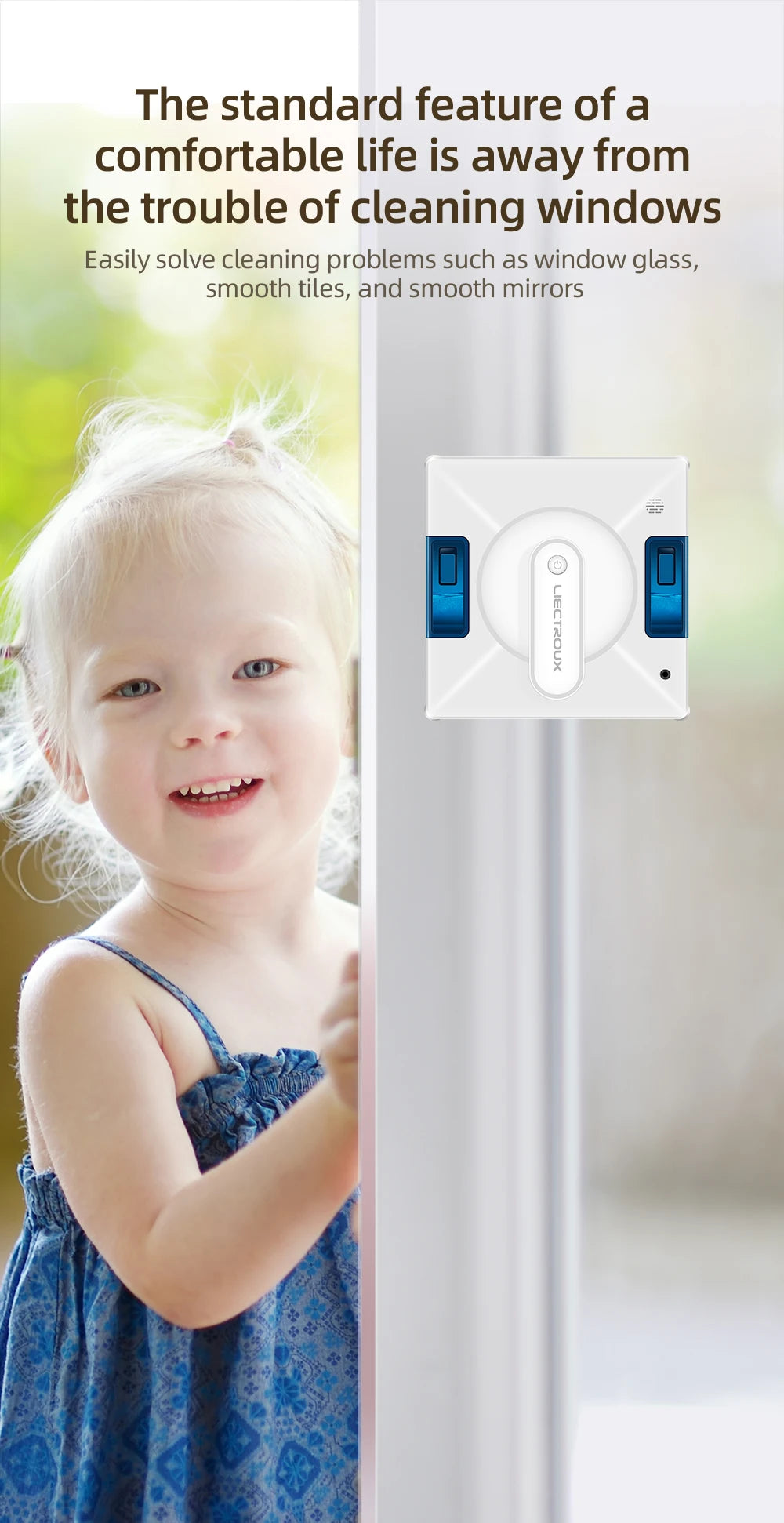 Liectroux YW509 Robot Window Cleaner with 4-Way Water Spray