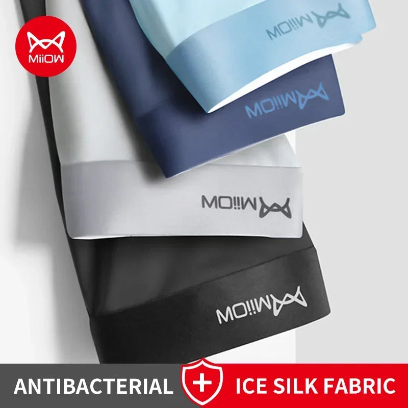 MiiOW Graphene Antibacterial Men’s Boxers - 4Pcs Ice Silk Breathable Underwear Briefs - ShopHub