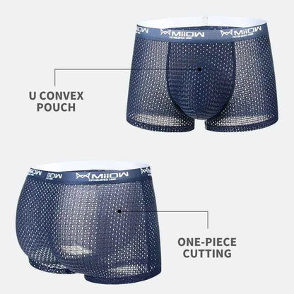 MiiOW Ice Silk Men Underwear - 3Pcs Sexy Mesh Breathable Boxer Shorts