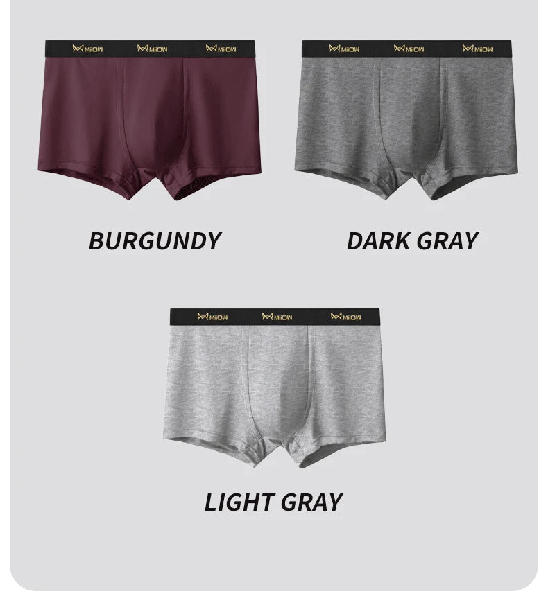 MiiOW 6Pcs Men's Cotton Underwear - Soft Antibacterial Breathable Boxer Briefs with Cotton Crotch - ShopHub