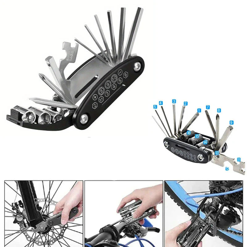 Folding Bike & Motorcycle Repair Tool Kit (16 in 1) Habicare