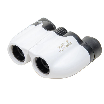 Habicare foldable compact binoculars 10x22 with black body, easy to carry and ideal for outdoor viewing activities.