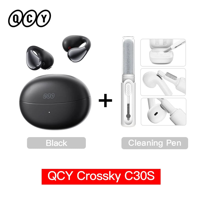 QCY Crossky C30S Wireless Earphones - Hi-Res LDAC Open Ear Clip-On Bluetooth 6.0 Sports Headphones with 40H Battery Life - ShopHub