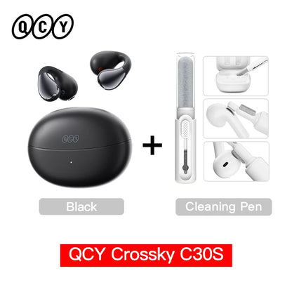 QCY Crossky C30S Wireless Earphones - Hi-Res LDAC Open Ear Clip-On Bluetooth 6.0 Sports Headphones with 40H Battery Life - ShopHub