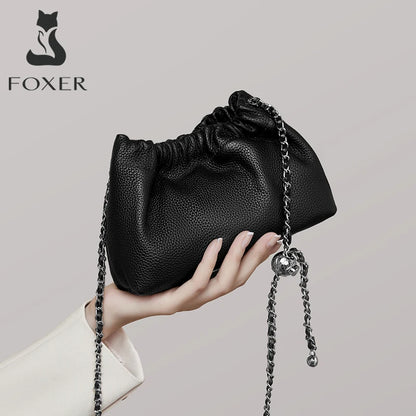 FOXER Brand 2026 New Chic Small Crossbody Bag for Women Genuine Leather Fashion Mini Female Shoulder Bag Lady Chain Phone Purse
