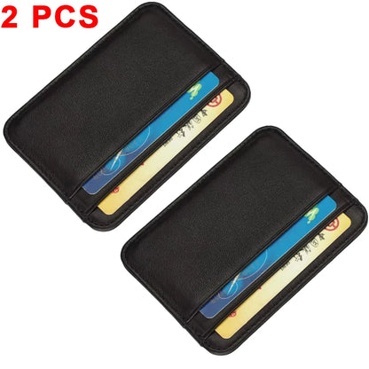 Genuine Leather Card Holder Slim Business Card ID Holder Credit Card Case Thin Small Wallet for Men Cardholder Sticker Black