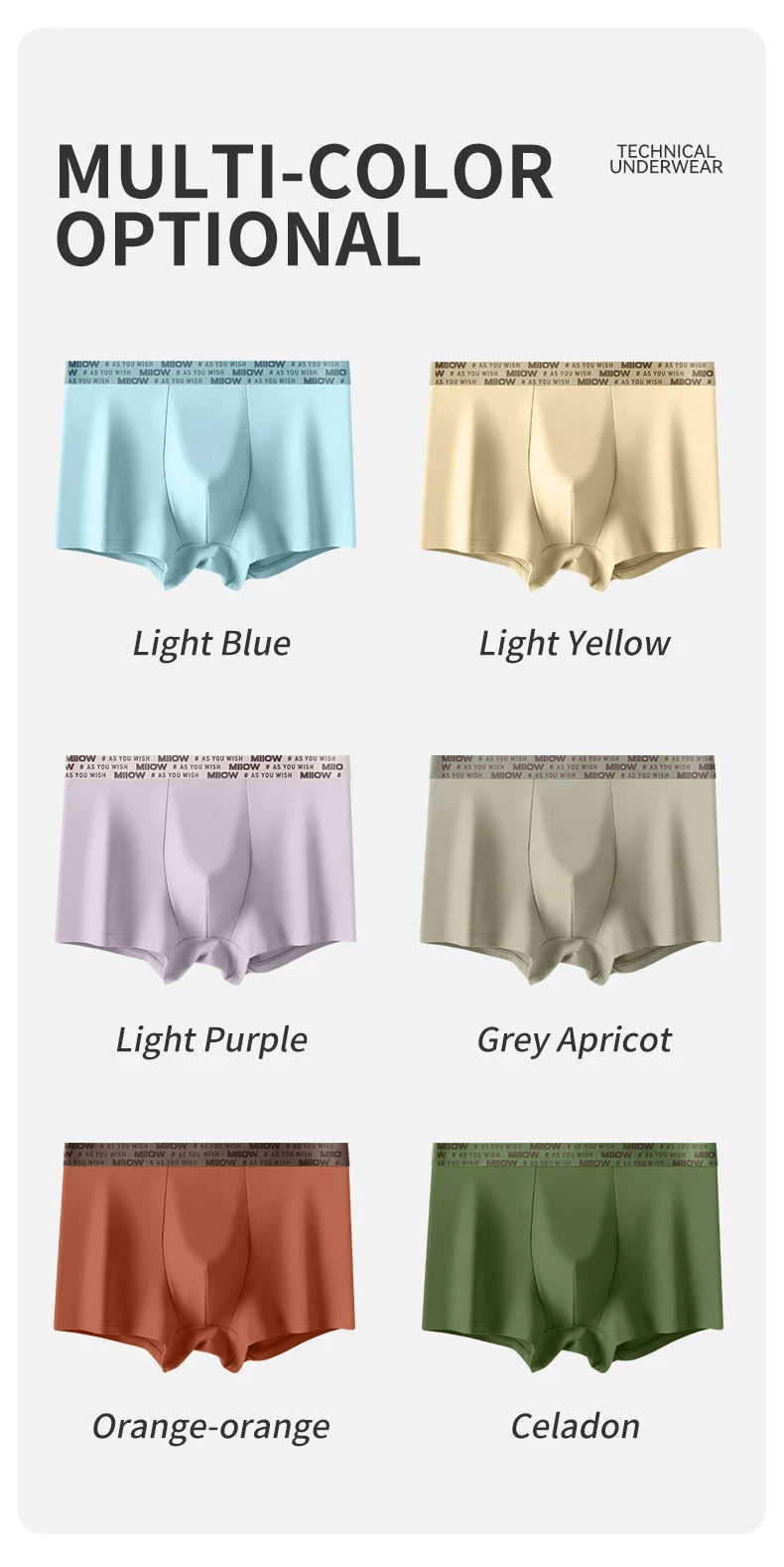 MiiOW Men's Antibacterial Cotton Underwear - 3Pcs Boxer Shorts - ShopHub
