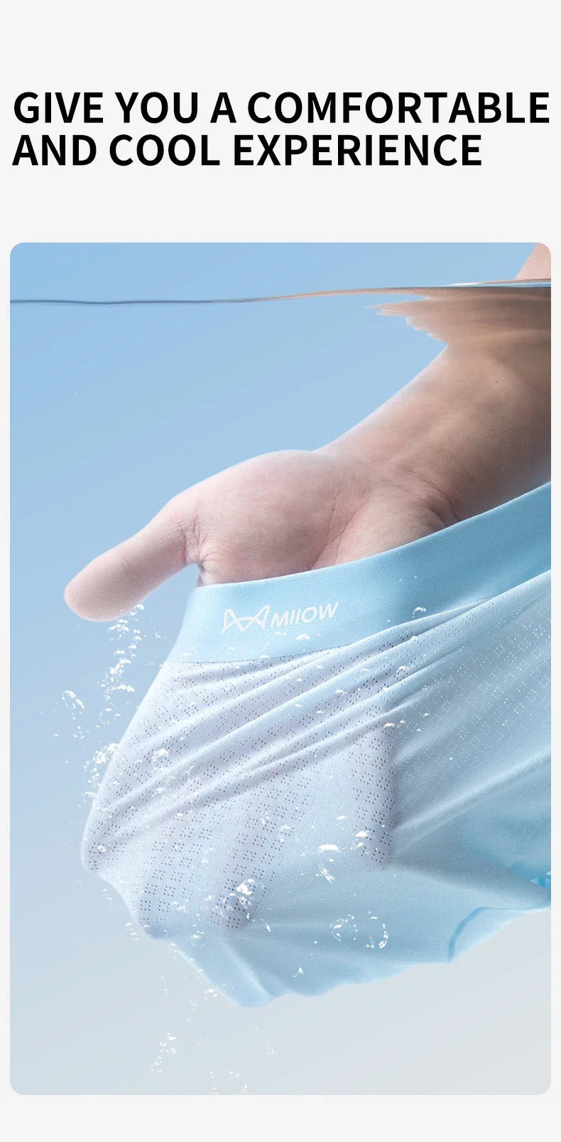 MiiOW Men's Ice Silk Boxer Briefs - 3Pcs Antibacterial Breathable Underwear - ShopHub