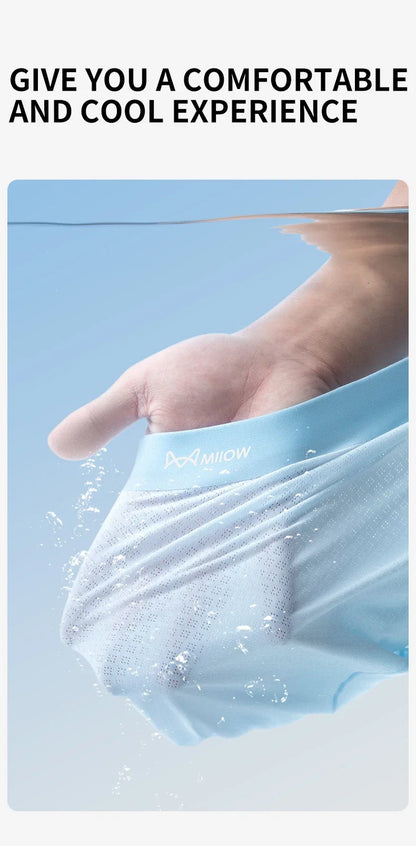 MiiOW Men's Ice Silk Boxer Briefs - 3Pcs Antibacterial Breathable Underwear - ShopHub