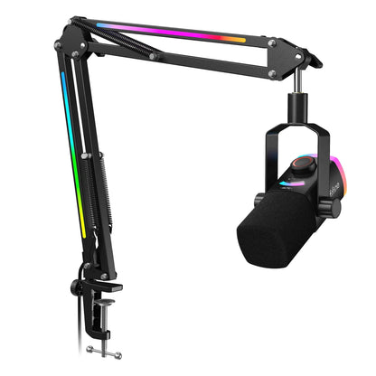 FIFINE AM8PROT Gaming Microphone Kit with Boom Arm, Dynamic XLR/USB Streaming Mic with RGB Light & Tap-to-Mute & Mix Control