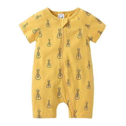 Kids Tales Summer Sprout Cotton-Stretch Double-Zip Romper