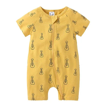 Kids Tales Summer Sprout Cotton-Stretch Double-Zip Romper