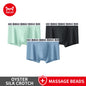MiiOW 3Pcs Men's Breathable Underwear Ice Silk 10A Antibacterial Boxershorts with 101 Massage Beads - ShopHub