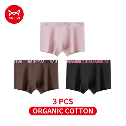 MiiOW Men's Cotton Underwear - 3Pcs Antibacterial Boxers - ShopHub