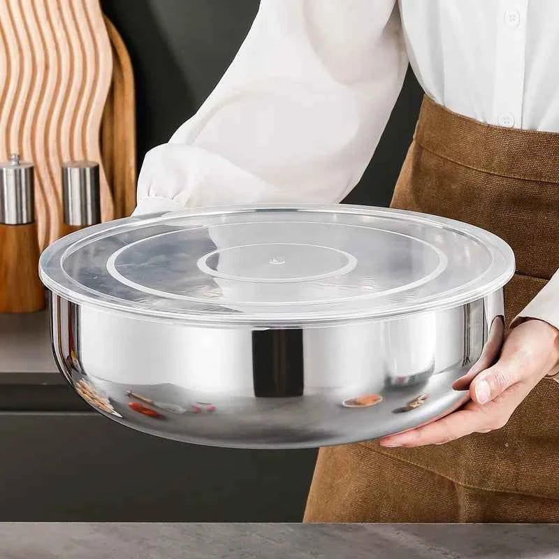 Large Stainless Steel Mixing Bowls, Rust Resistant, for Dough Kneading, Pasta Making, Vegetable Washing, Soups Kitchen Utensil