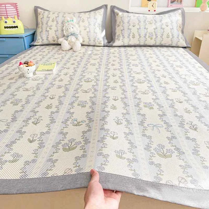 High-end Ice Silk Summer Cooling Mat for Bed Cool Feel Breathable Sleeping Mat Adult Child Bed Mat Summer Bed Sheet Pillowcases