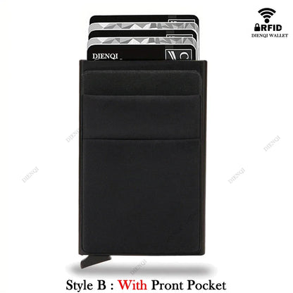 Rfid Smart Bank Credit Card Holder Wallet Metal Thin Slim Men Wallets Pop Up Minimalist Wallet Black Metal Bank Cardholder Case