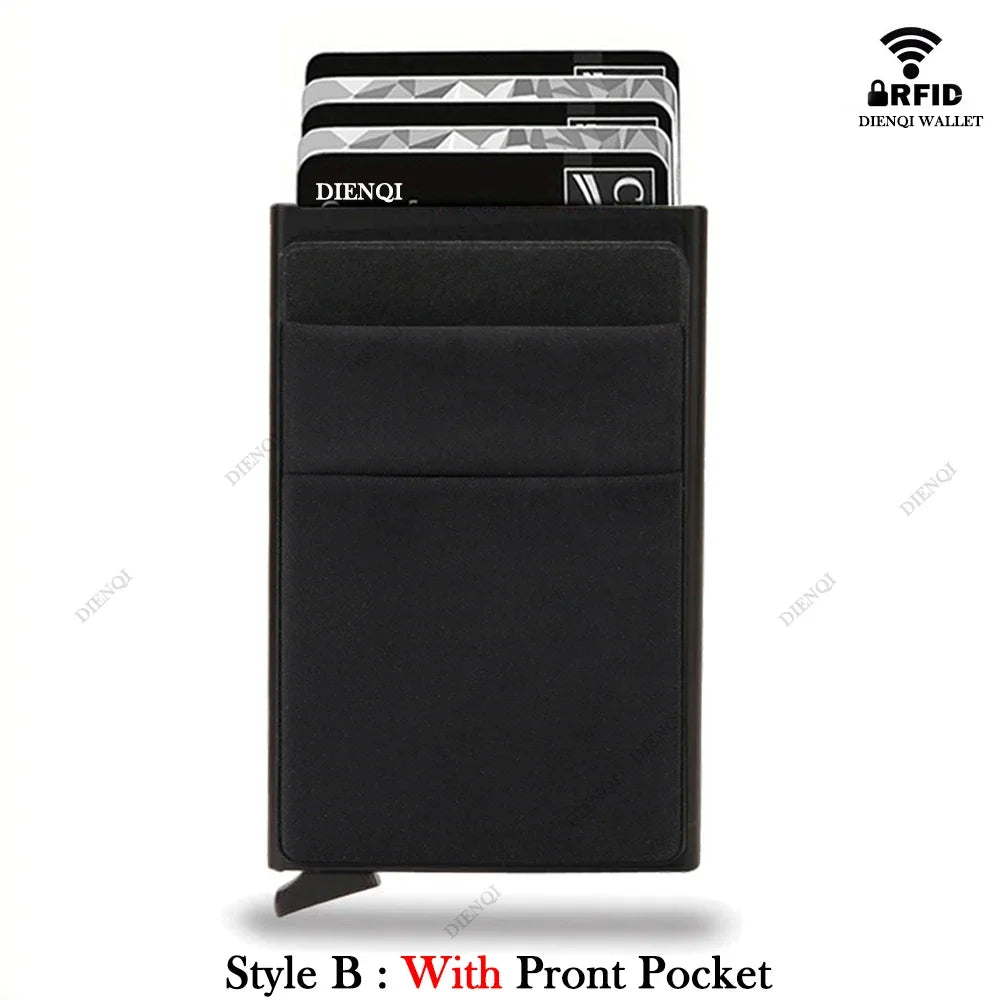 Rfid Smart Bank Credit Card Holder Wallet Metal Thin Slim Men Wallets Pop Up Minimalist Wallet Black Metal Bank Cardholder Case