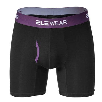 Bamboo men's boxer shorts with front opening, comfortable fit, breathable fabric, black color, from ShopHub NZ.