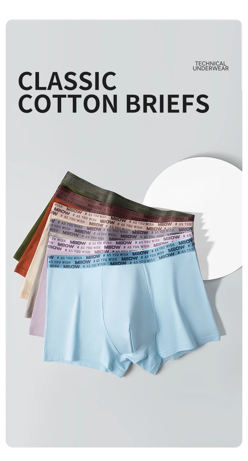 MiiOW Men's Antibacterial Cotton Underwear - 3Pcs Boxer Shorts - ShopHub