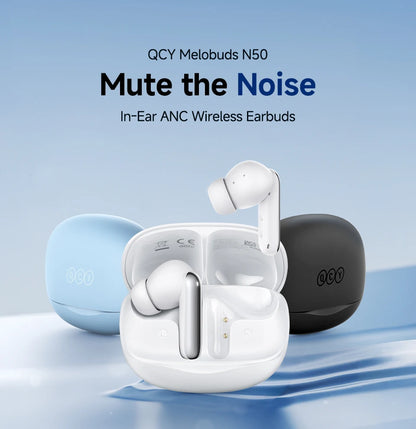 QCY Melobuds N50 ANC Earphones with 6 Mics, AI Call Noise Cancellation, Bluetooth 5.4, and Dual Connection - ShopHub