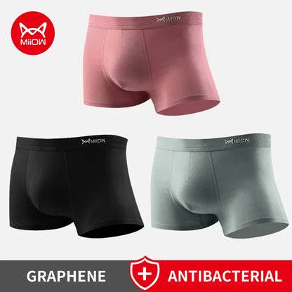 MiiOW Men's Antibacterial Boxer Briefs - 3Pcs Cotton Underwear with Graphene Technology - ShopHub