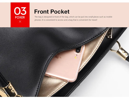 FOXER New Elegant Shoulder Bag for Women Luxury Designer Handbags Cowhide Leather Female Messenger Crossbody Bag Purse