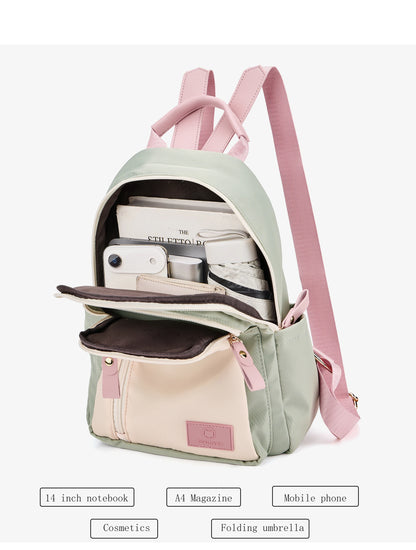 FOXER Women Fabric Backpack Lightweight Travel Shoulder Bag Ladies Multi‑pocket School Bag Casual Daily Female Rucksack