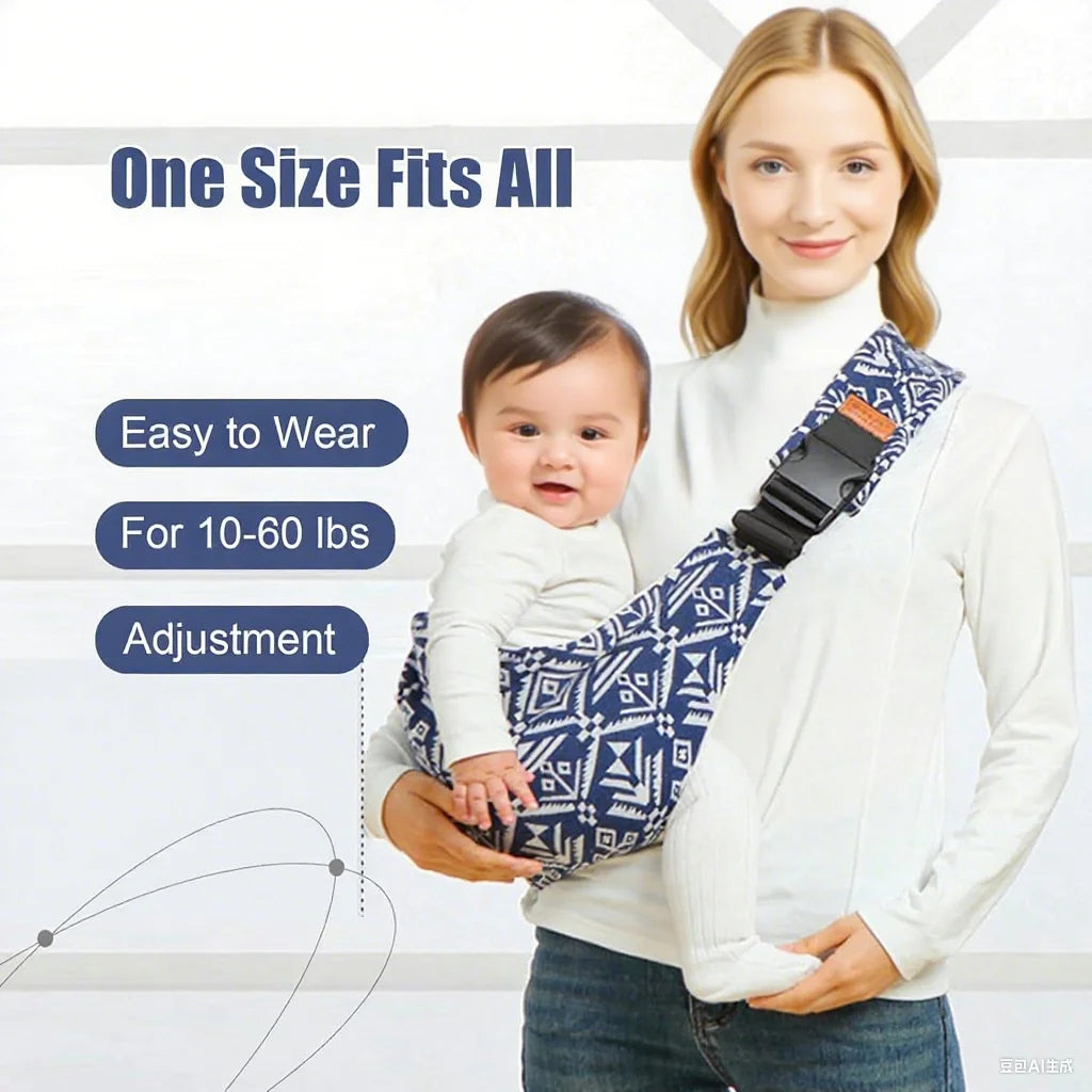 Newborn Baby Carrier Sling Adjustable Crossbody Wrap Infant Holder Baby Bag Hip-seat Ergonomic Support for Hands-Free Carrying