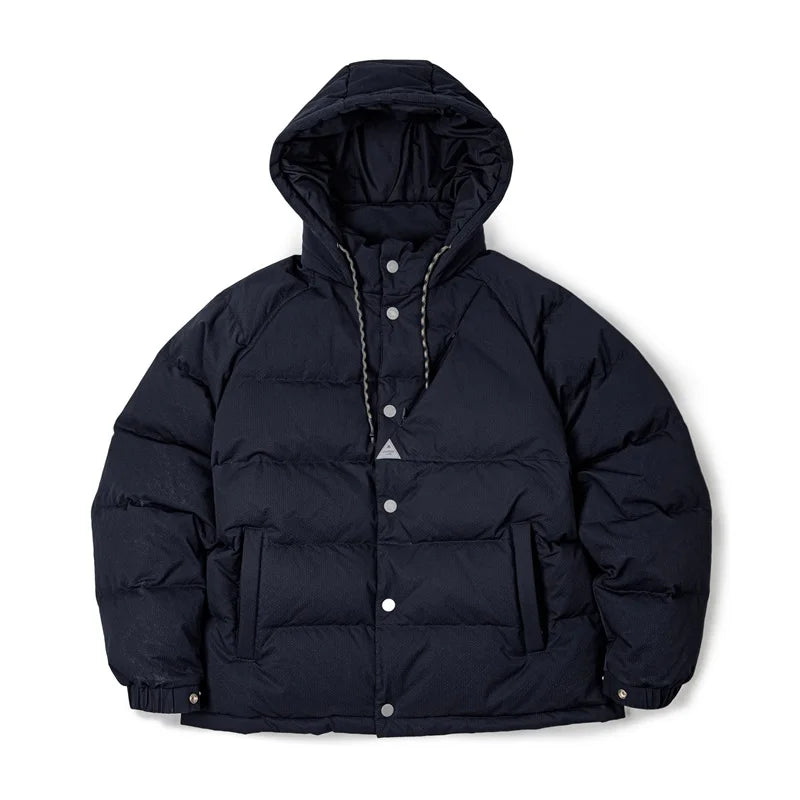 Premium Men's Winter Down Jacket—Navy Blue Hooded Quilted Warmth
