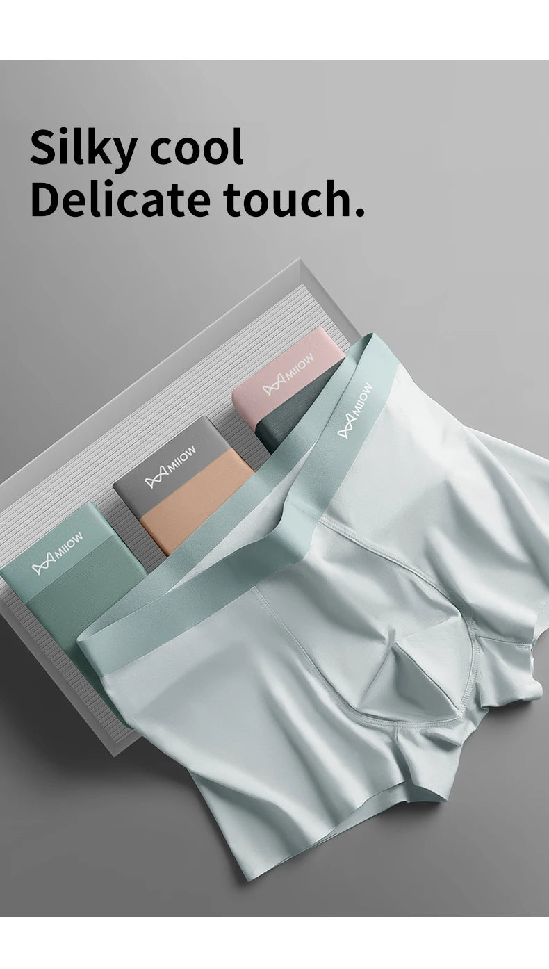 MiiOW 4Pcs Men's Silky Underwear Antibacterial Crotch Boxer Briefs - ShopHub