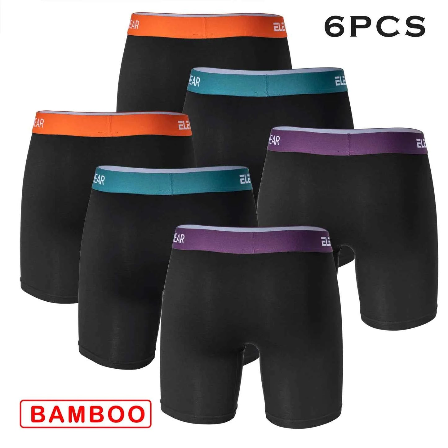 6 Pcs Bamboo Men's Underwear - Breathable Boxershorts with Opening, Plus Size Fashion Underwear