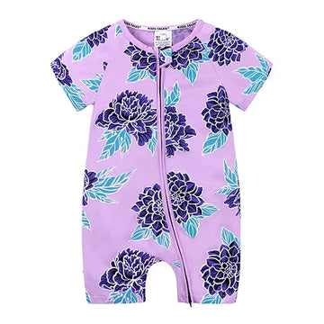 Kids Tales Summer Sprout Cotton-Stretch Double-Zip Romper