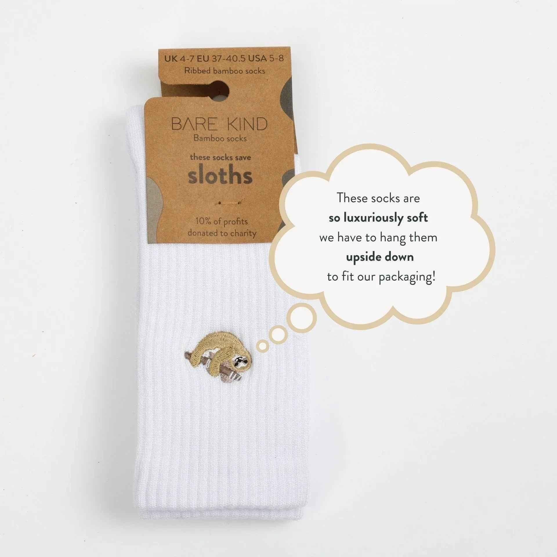 Save the Sloths Ribbed Bamboo Socks