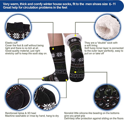 24 Pairs Mens Slipper Fuzzy Socks Winter Super Warm Soft Socks with Grippers dealonline.co.nz
