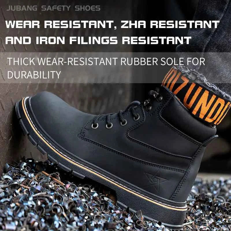 Men's Waterproof Steel-Toe Winter Plush Safety Boots