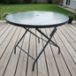 90CM Foldable Tempered Glass Round Garden Table dealonline.co.nz