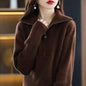 Women's 100% Merino Wool Thick Turtleneck Sweater - Zipper Front, Loose Fit | Winter Warmth