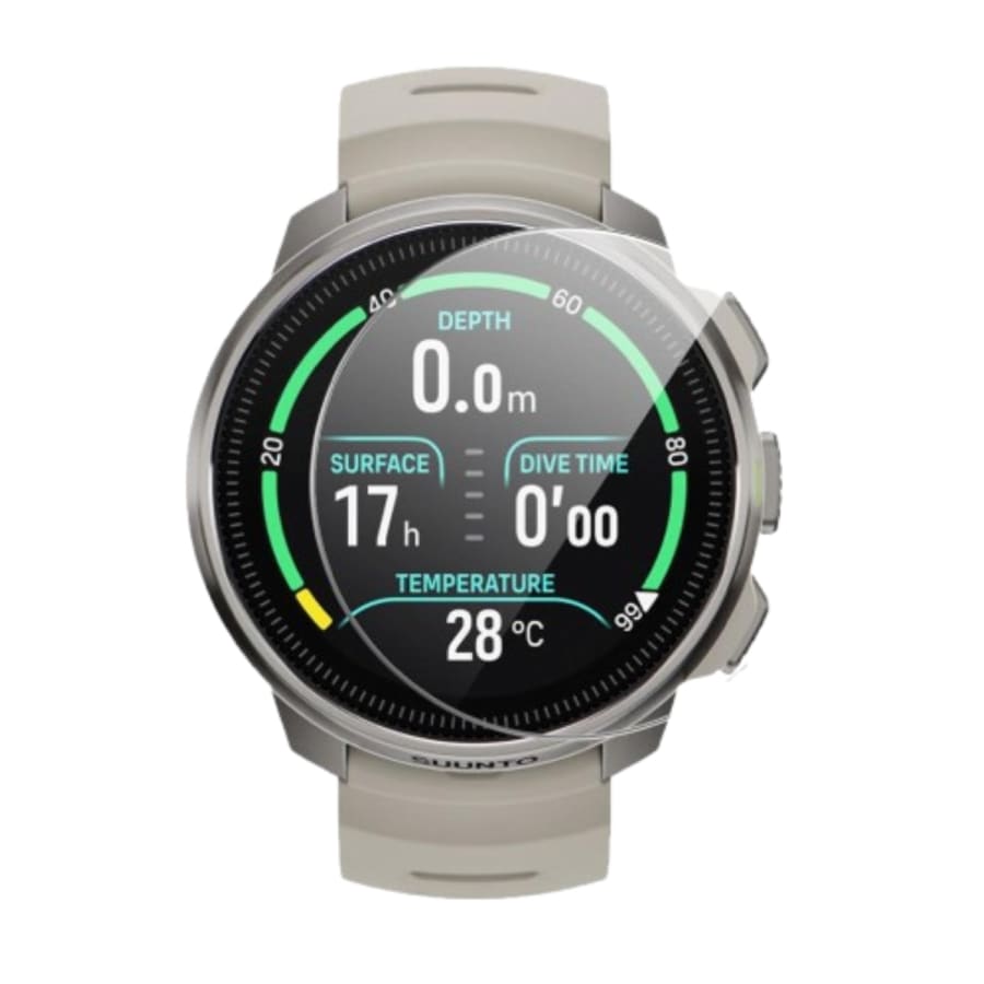 Clear screen protector for Suunto Ocean watch case, designed to shield and enhance the watch’s display.