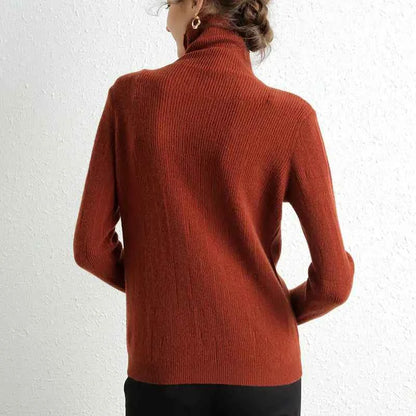 Women's 100% Merino Wool Turtleneck Sweater - Slim Fit, High Neck | Autumn Winter Layering