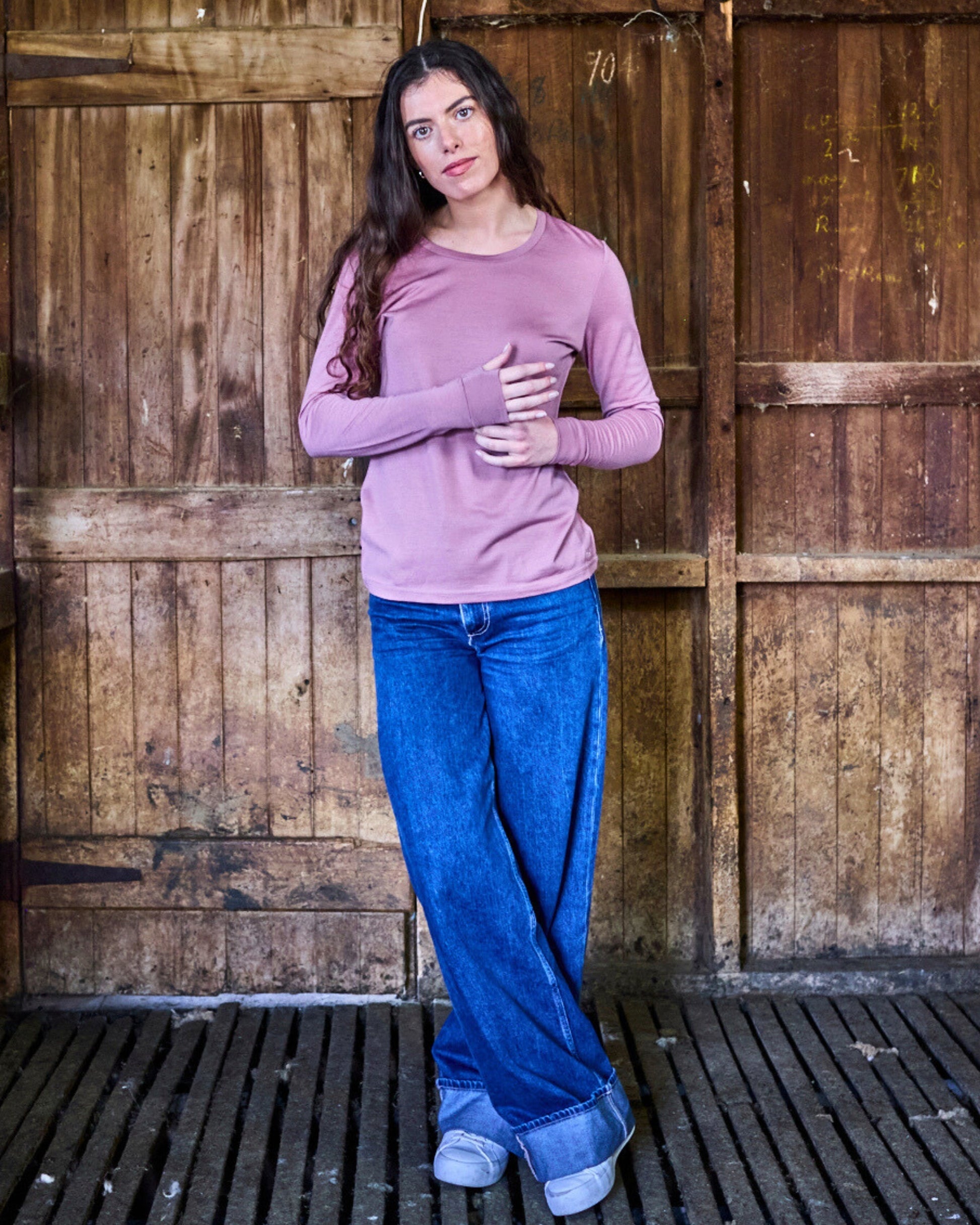 Women's Standard Long Sleeve - 100% Merino Wool, Rose Merino 365 NZ