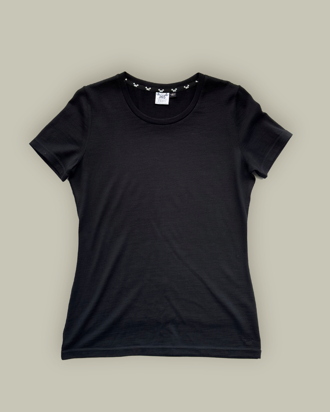 Women's Crew T-Shirt - 100% Merino Wool, Black Merino 365 NZ